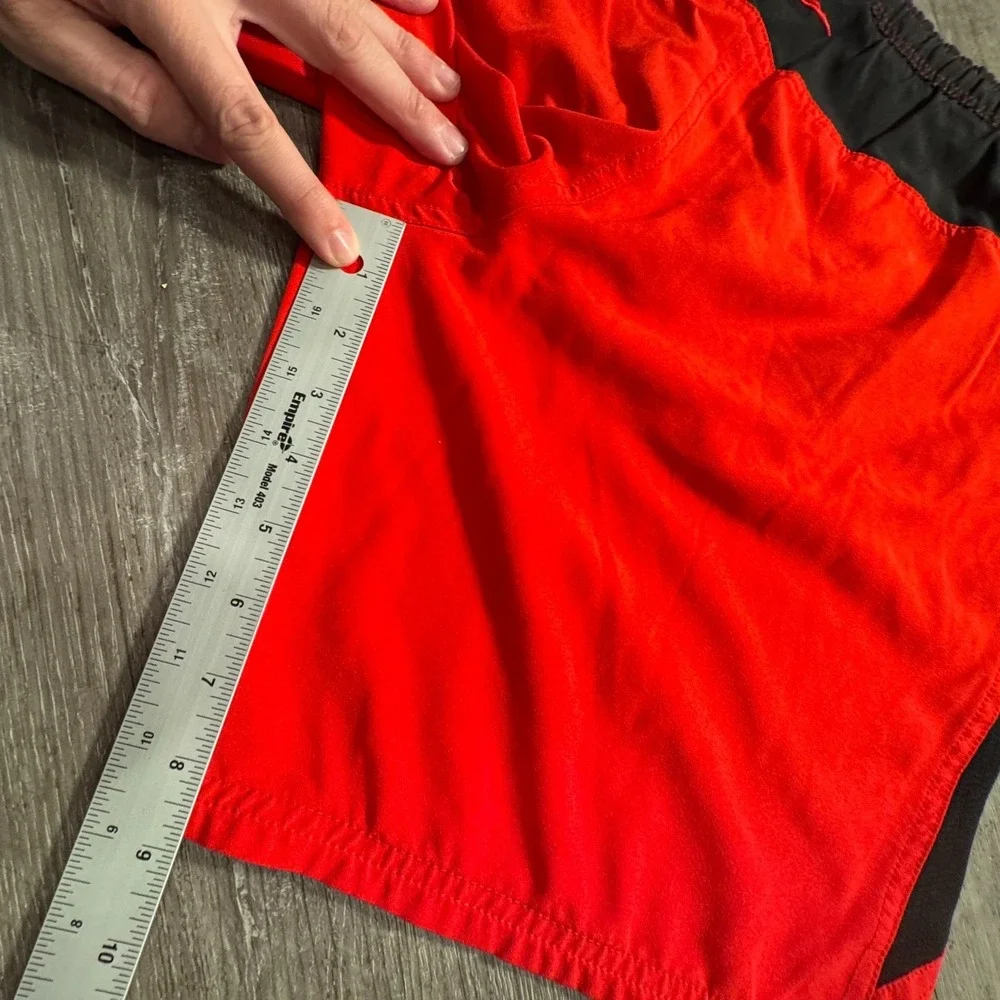 Nike Swim Trunks Mens Large Red Mesh Lined Shorts Elastic Waist Pockets Swoosh